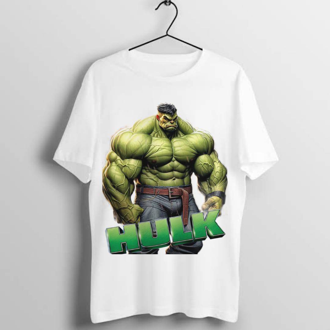 Male Round Neck Half Sleeve White Graphic T-Shirt