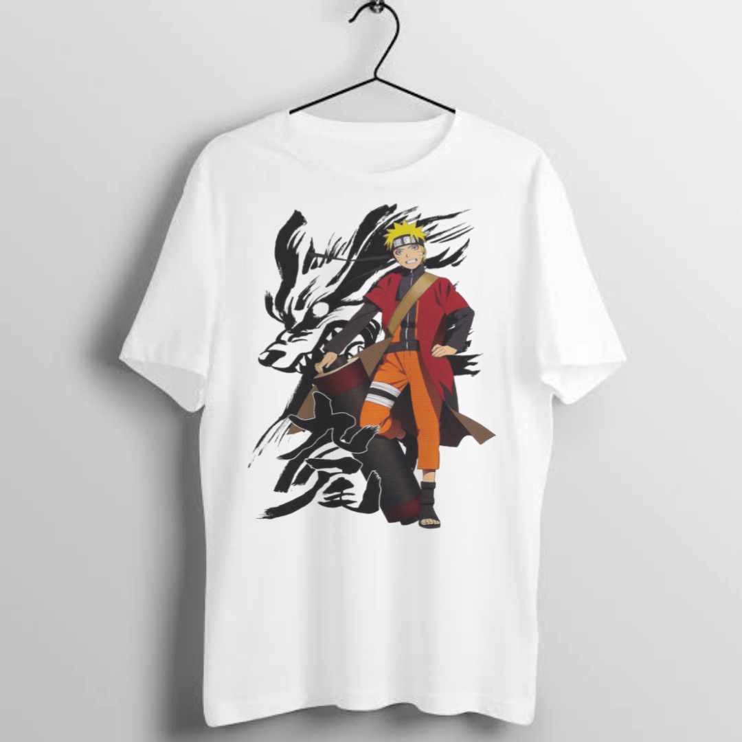 Men's White Half Sleeves Graphic Printed T-shirt