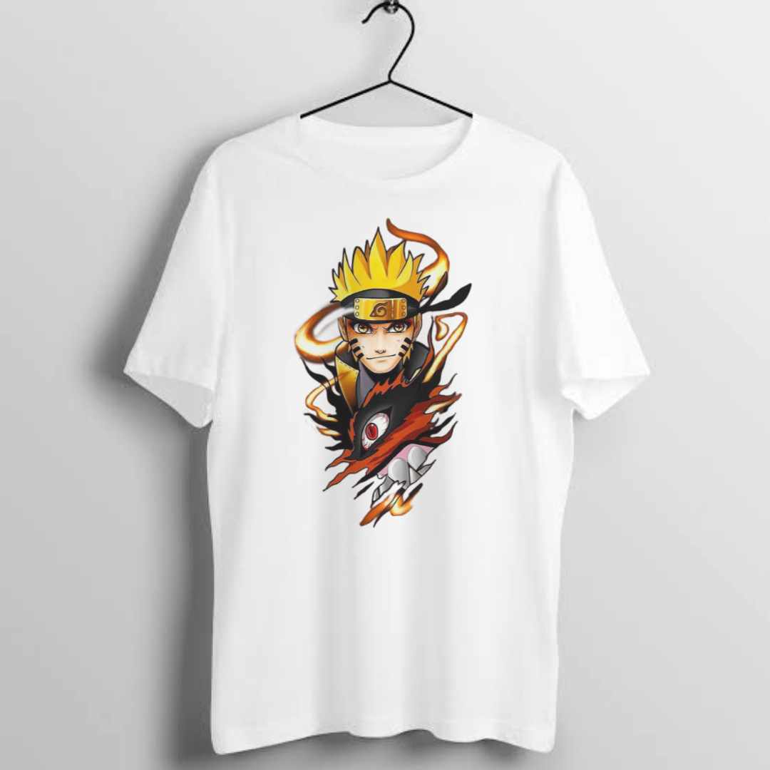 Half Sleeve Neck White Graphic T-shirt