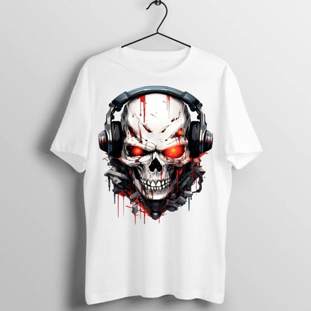 Half Sleeve Neck White Graphic T-shirt