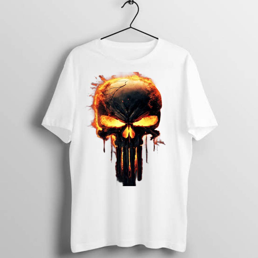 Men's White Half Sleeves Graphic Printed T-shirt